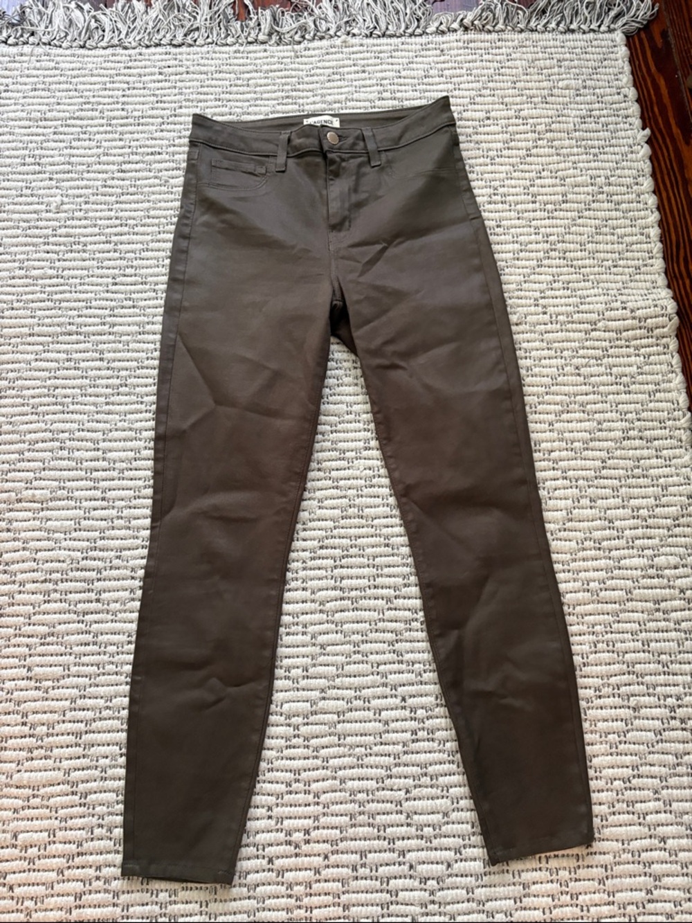 L'AGENCE coated  denim—olive Brown size 28